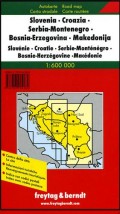 Auto karta Slovenia, Croatia, Serbia, Montenegro, BIH, Macedonia